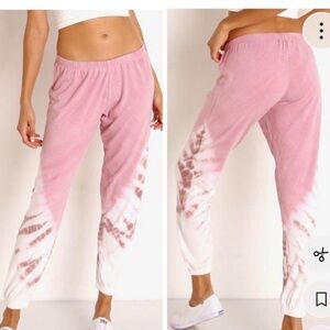 Spiritual gangster, pink and white tie-dye sweatpants